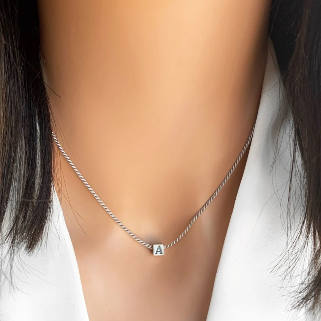 Initial Cube String Necklace