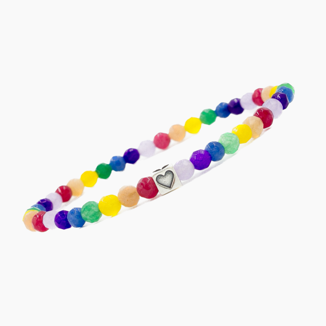 Heart Bead Rainbow Bracelet