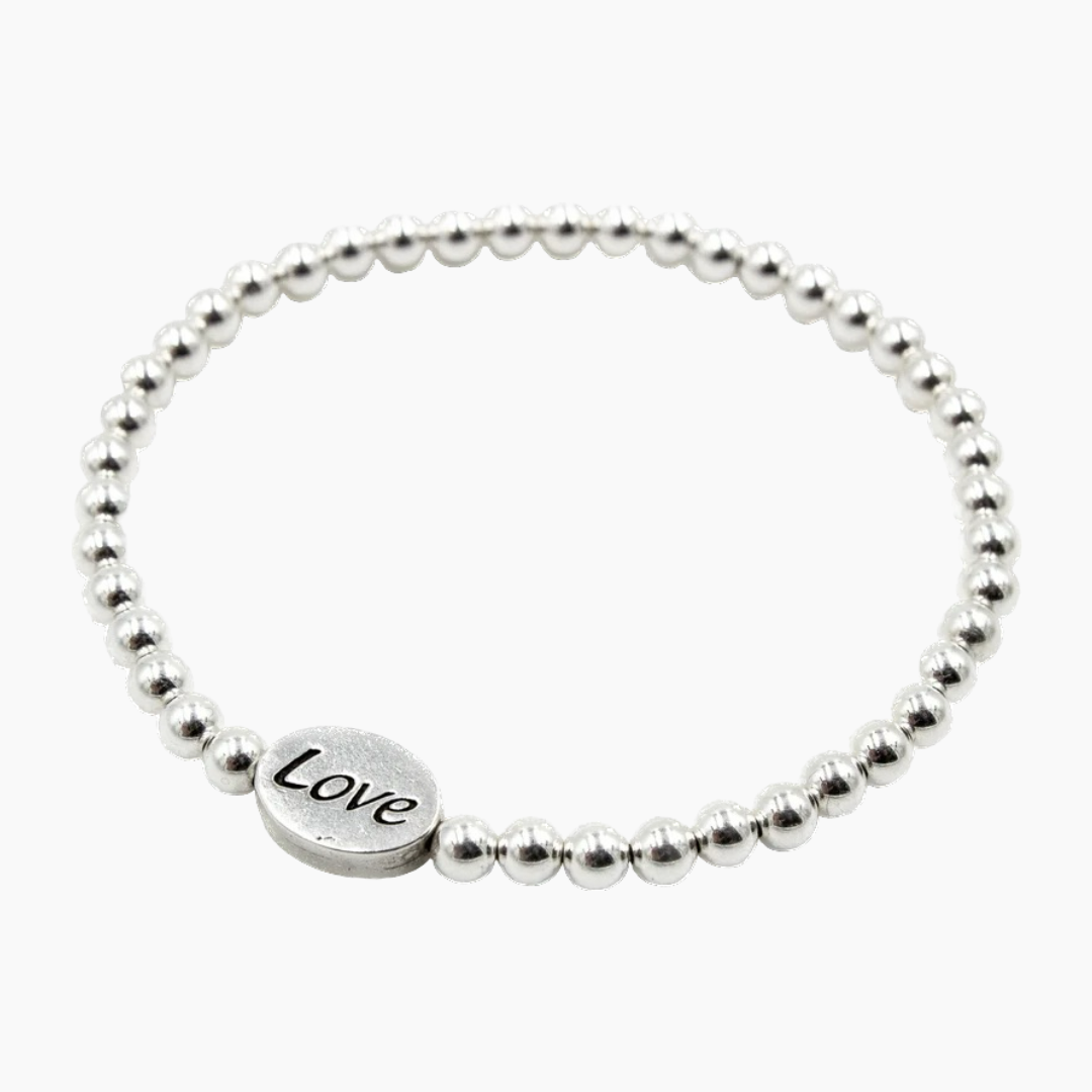 Silver Love Bead Bracelet