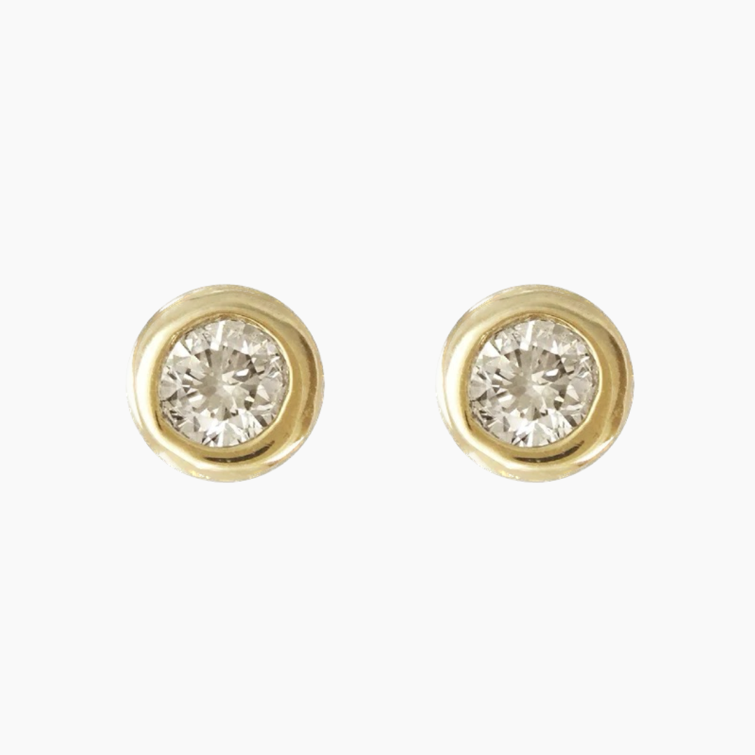 14K Gold Diamond Stud Earrings