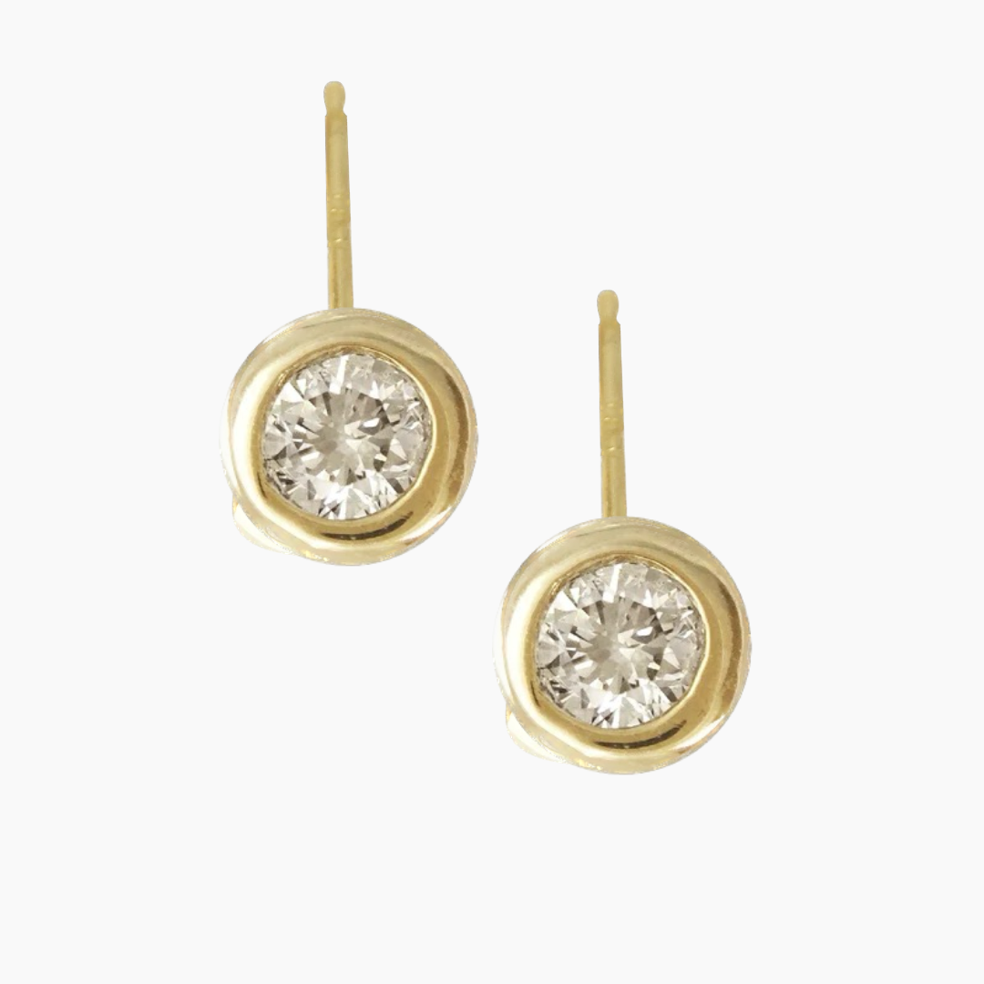 14K Gold Diamond Stud Earrings