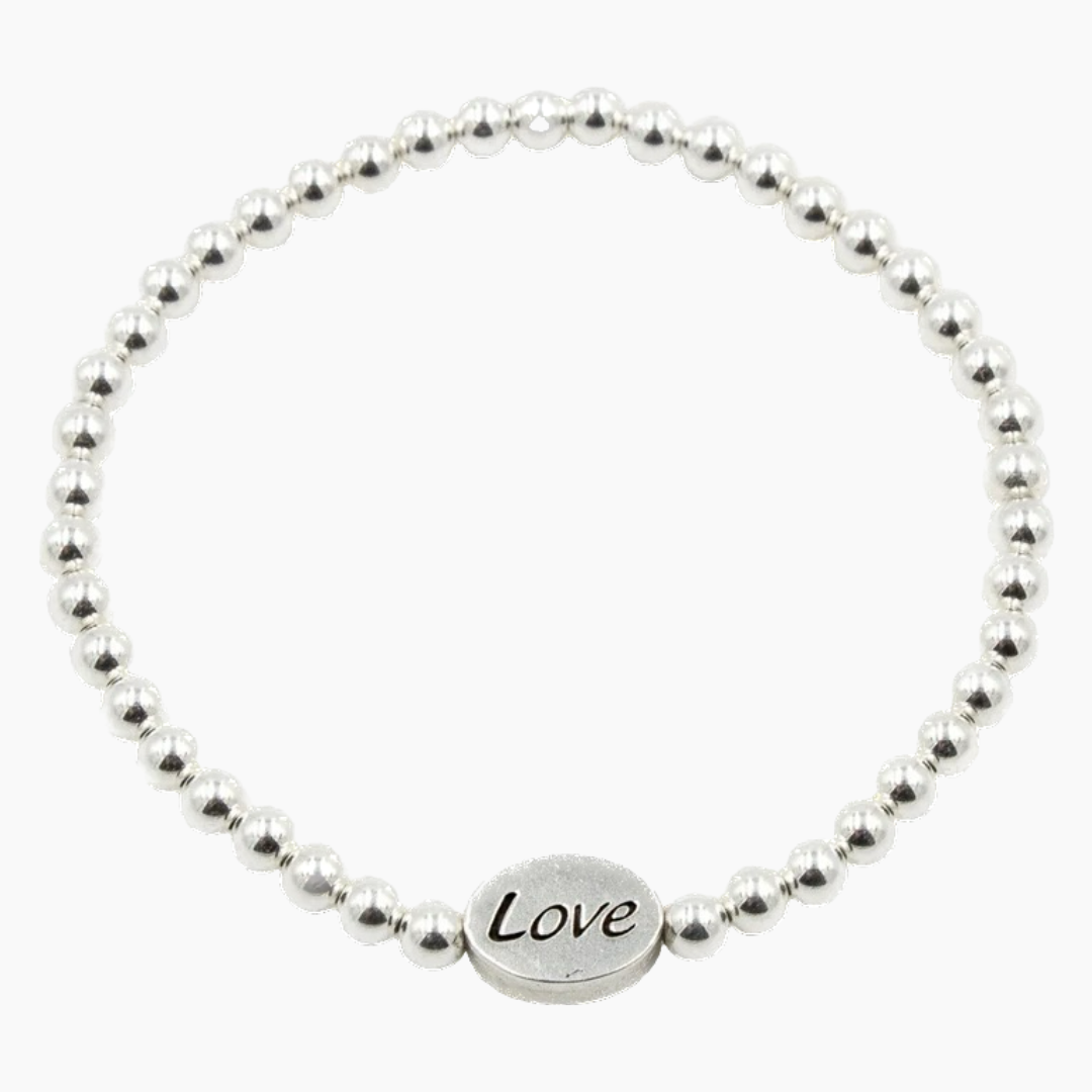 Silver Love Bead Bracelet