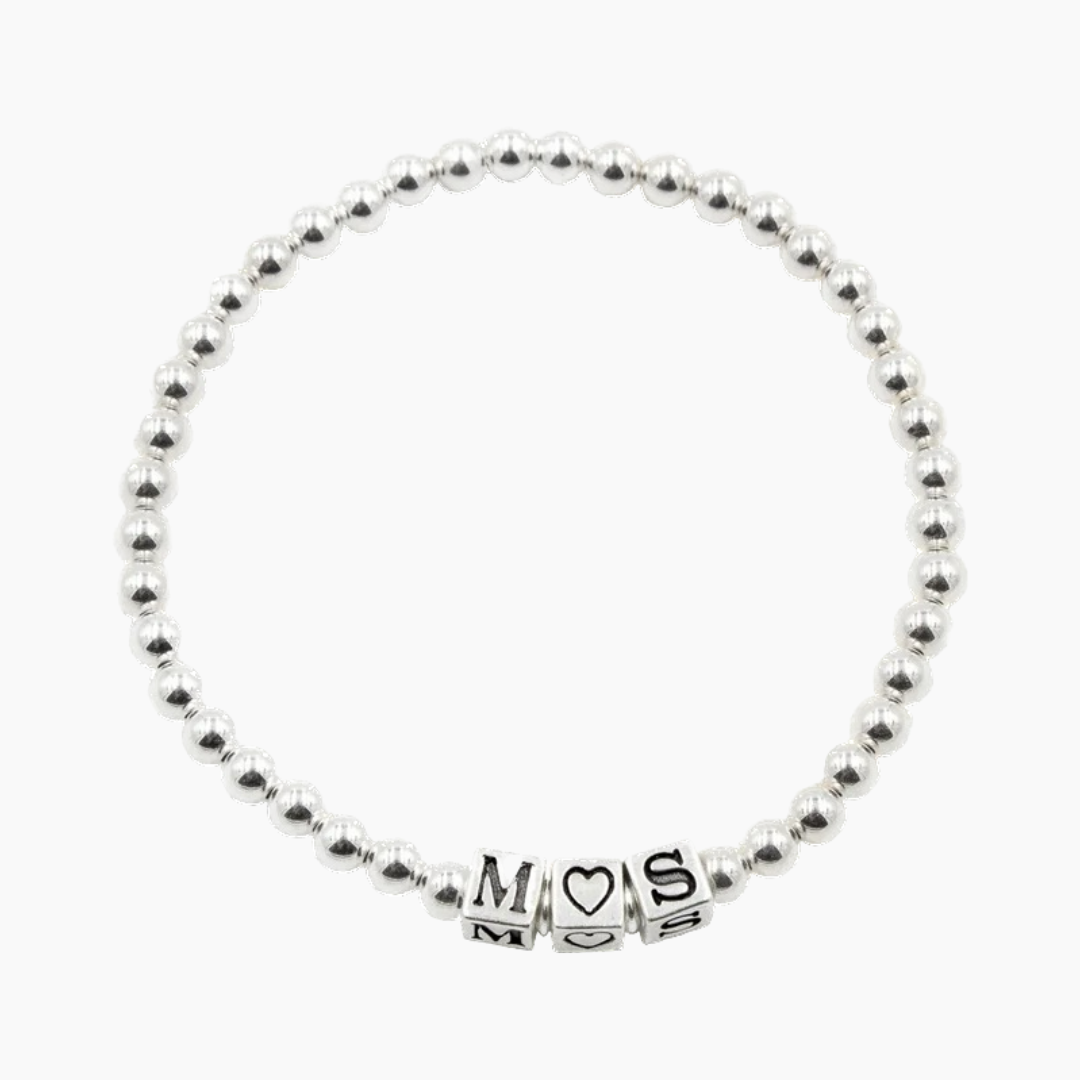 Sterling Silver Initial Heart Bracelet