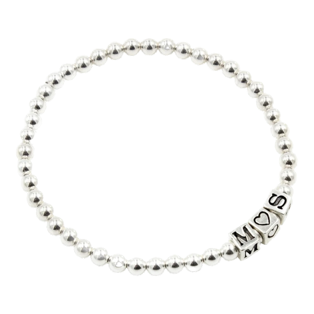 Sterling Silver Initial Heart Bracelet