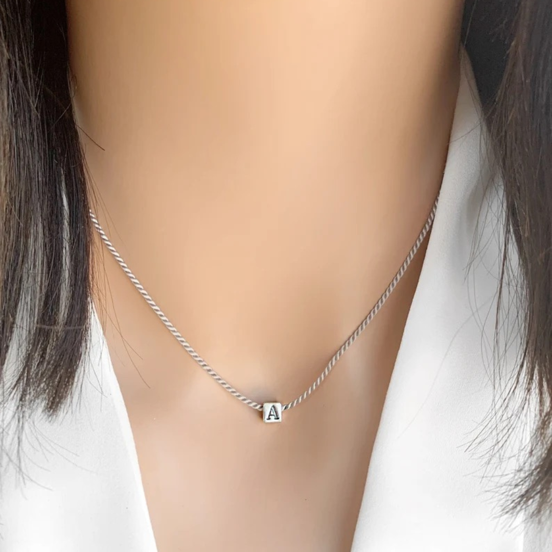 Initial Cube String Necklace
