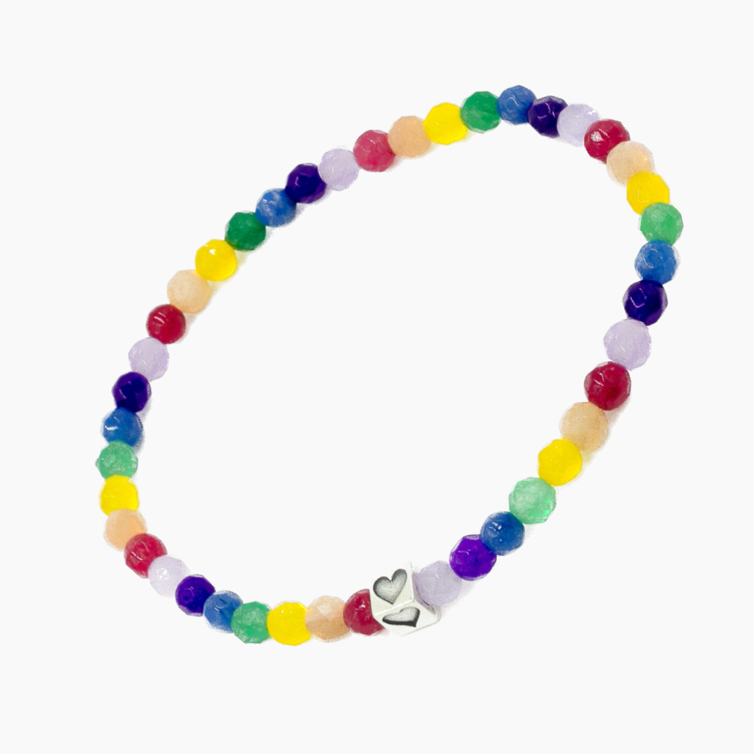 Heart Bead Rainbow Bracelet