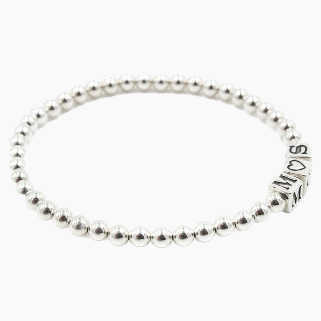 Sterling Silver Initial Heart Bracelet