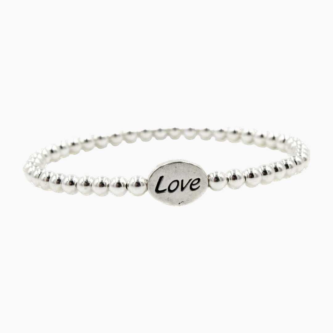 Silver Love Bead Bracelet