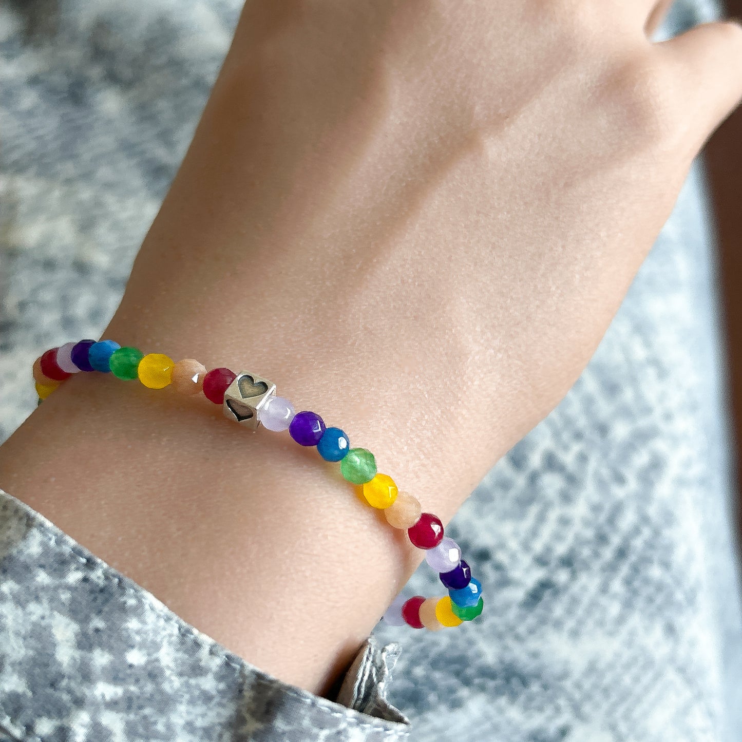 Heart Bead Rainbow Bracelet