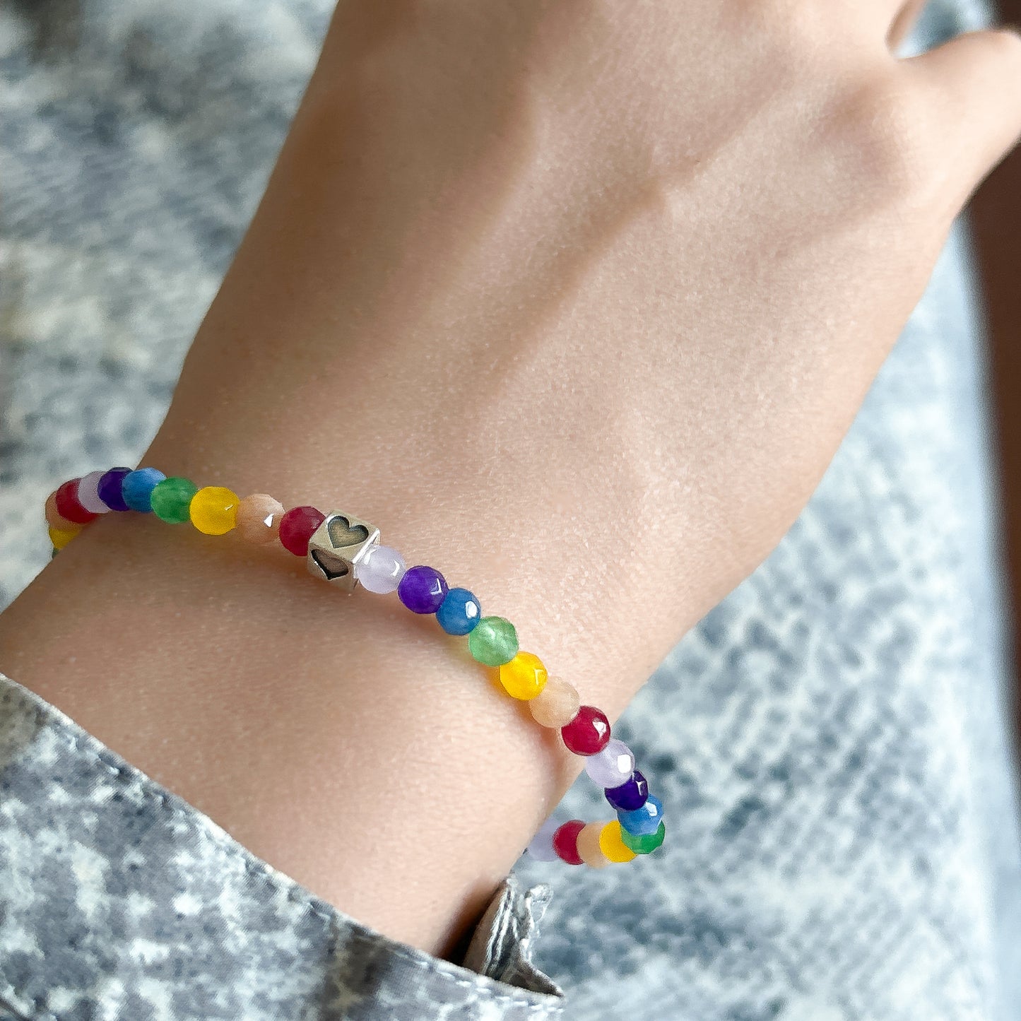 Heart Bead Rainbow Bracelet