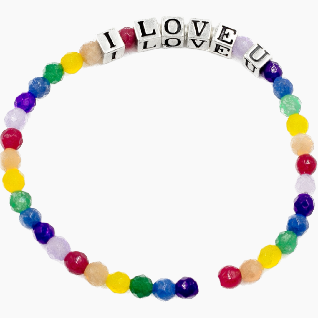 I love U Gemstone Stretch Bracelet