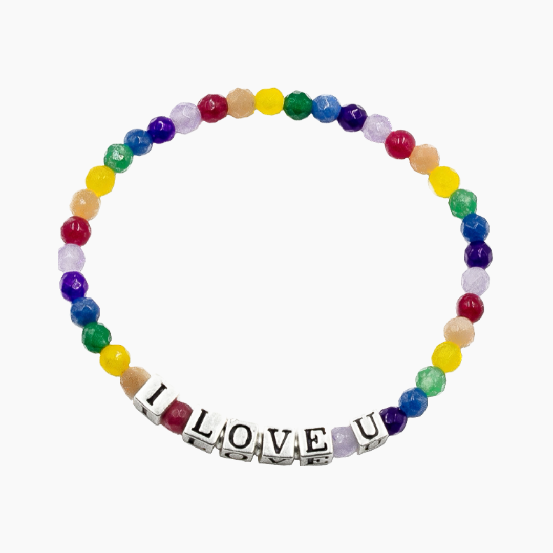 I love U Gemstone Stretch Bracelet