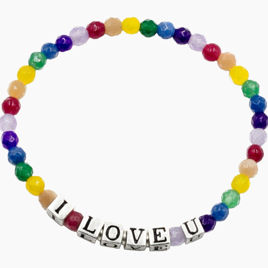 I love U Gemstone Stretch Bracelet