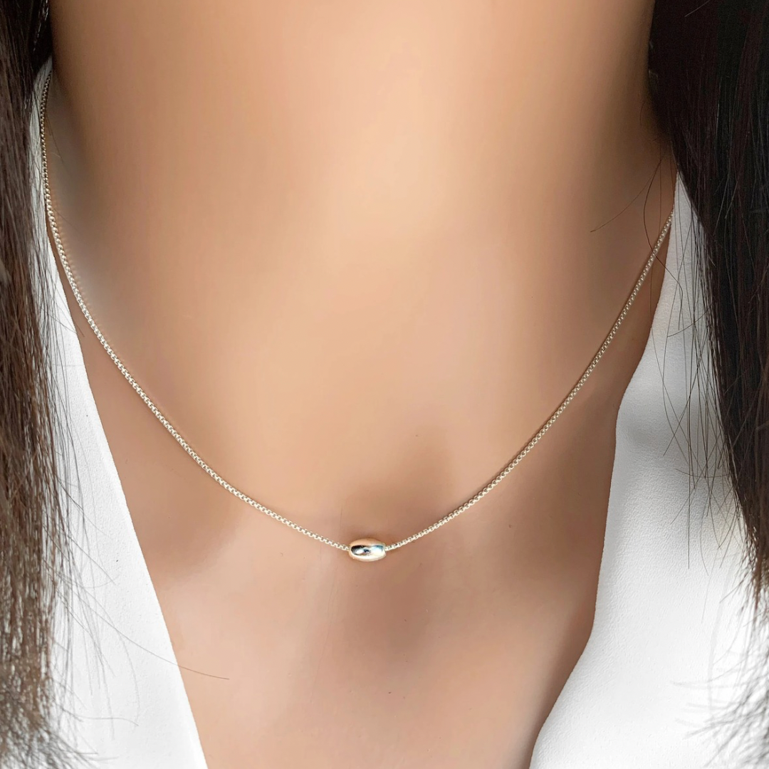 Silver Single Bead Necklace