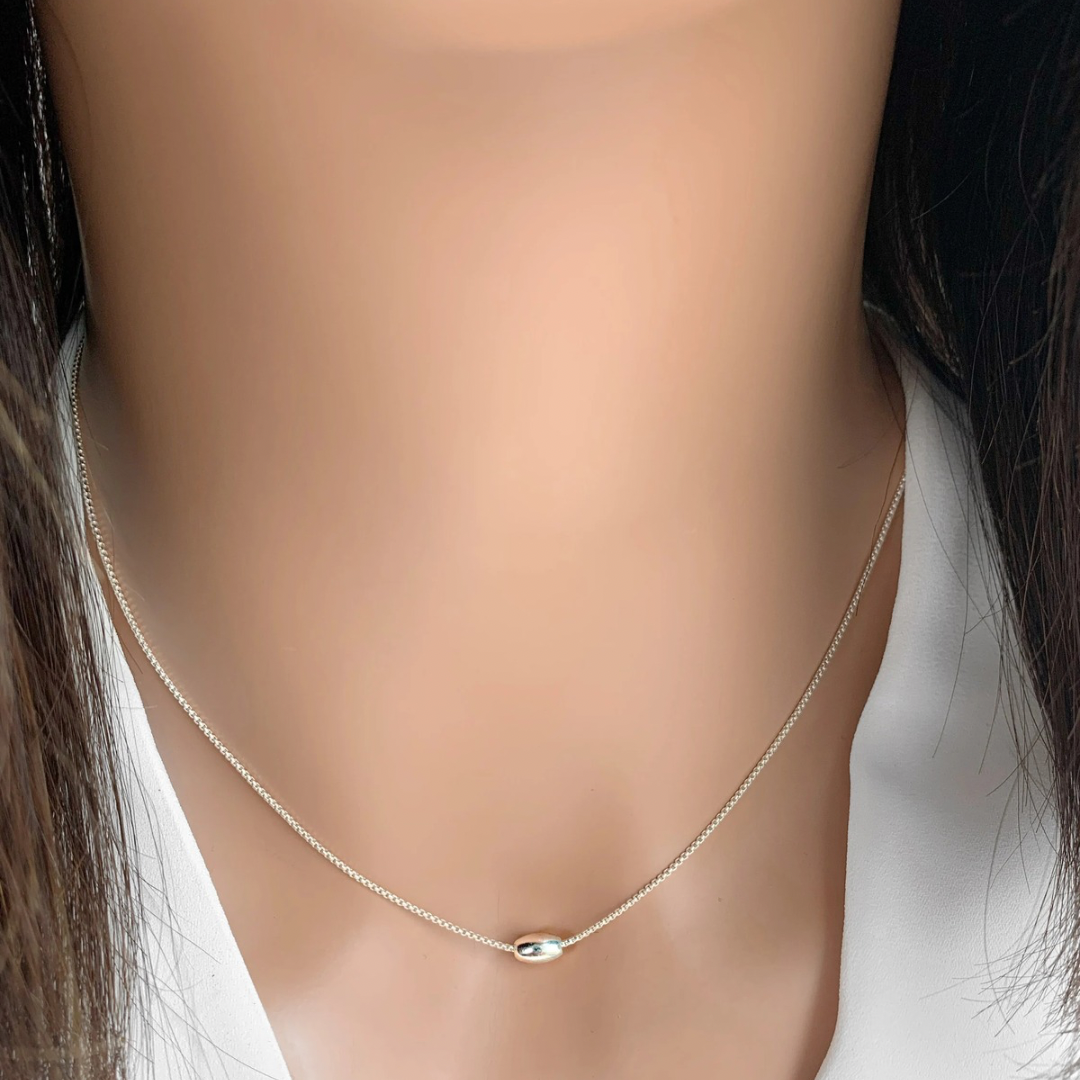 Silver Single Bead Necklace