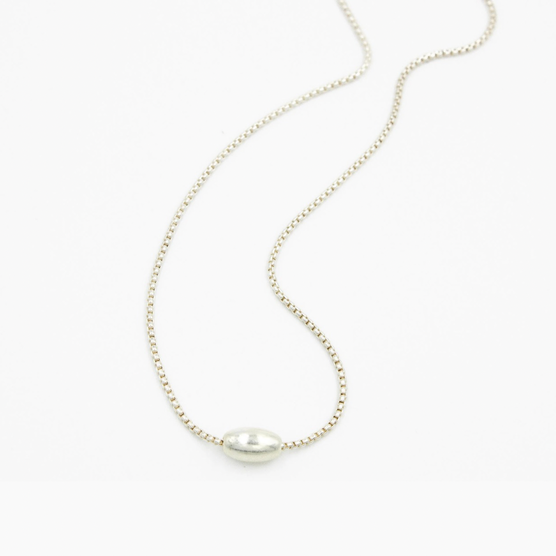 Silver Single Bead Necklace