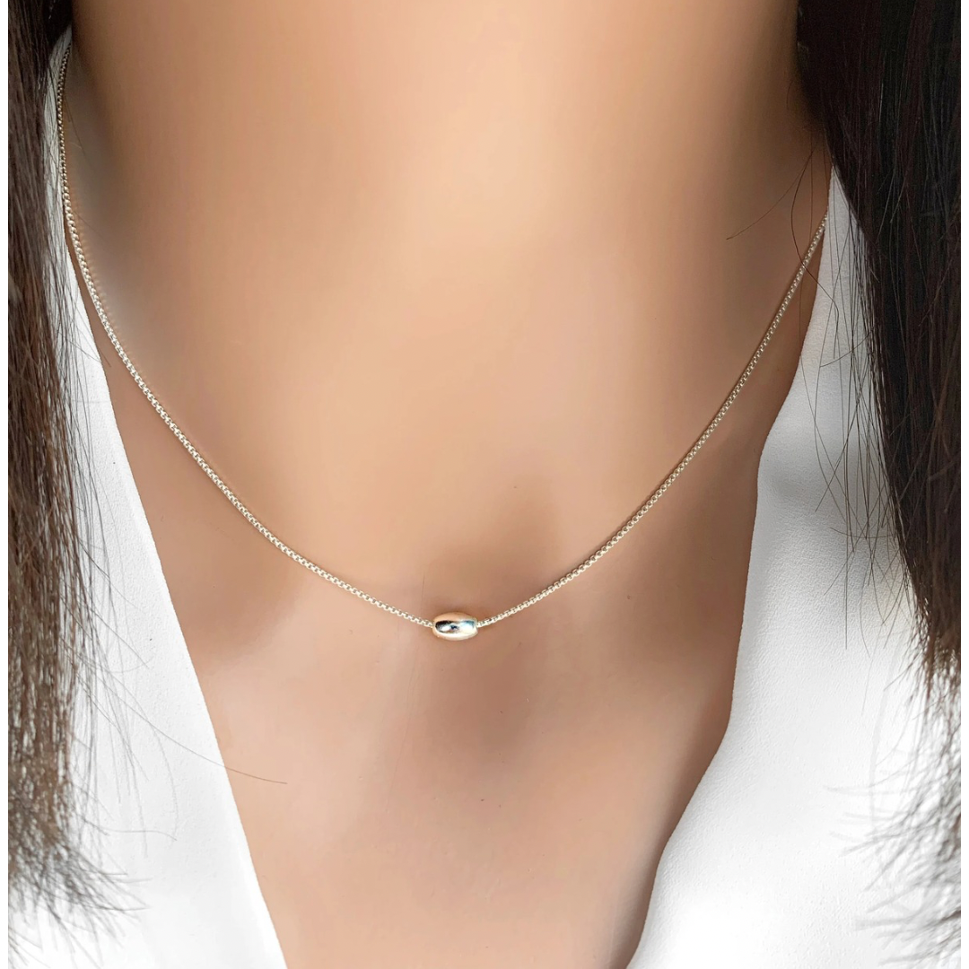 Silver Single Bead Necklace