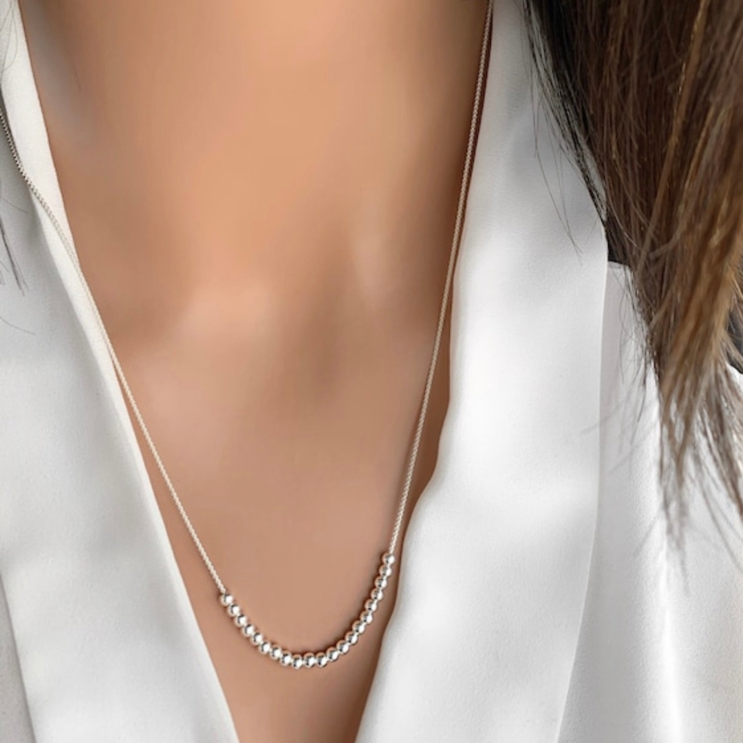 Sterling Silver Beads Necklace