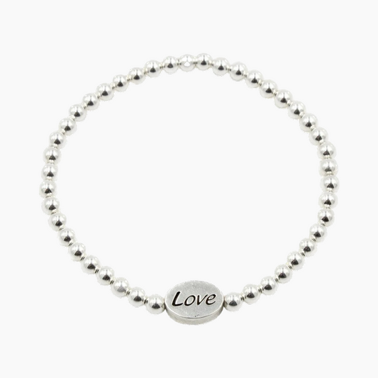 Silver Love Bead Bracelet