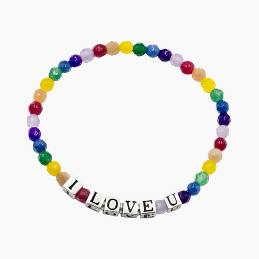I love U Gemstone Stretch Bracelet