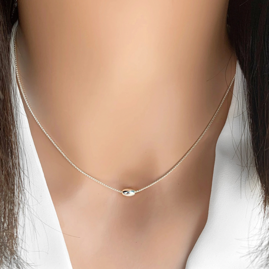 Silver Single Bead Necklace